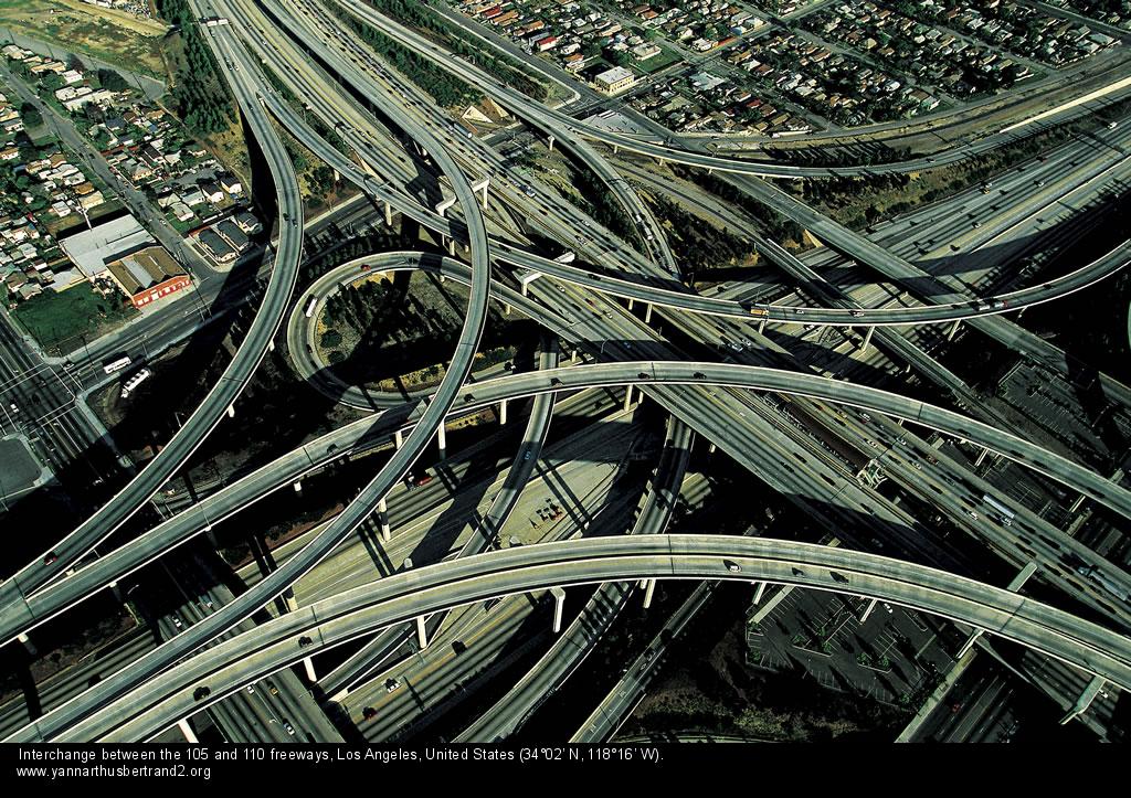 Interchange 105-110 freeway Los Angeles USA.